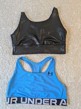 Two Sport Bras (Under Armour Bright Blue & Offline Black By Aerie)